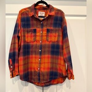 Mossimo Supply Co. Women’s Orange and Navy Plaid Flannel